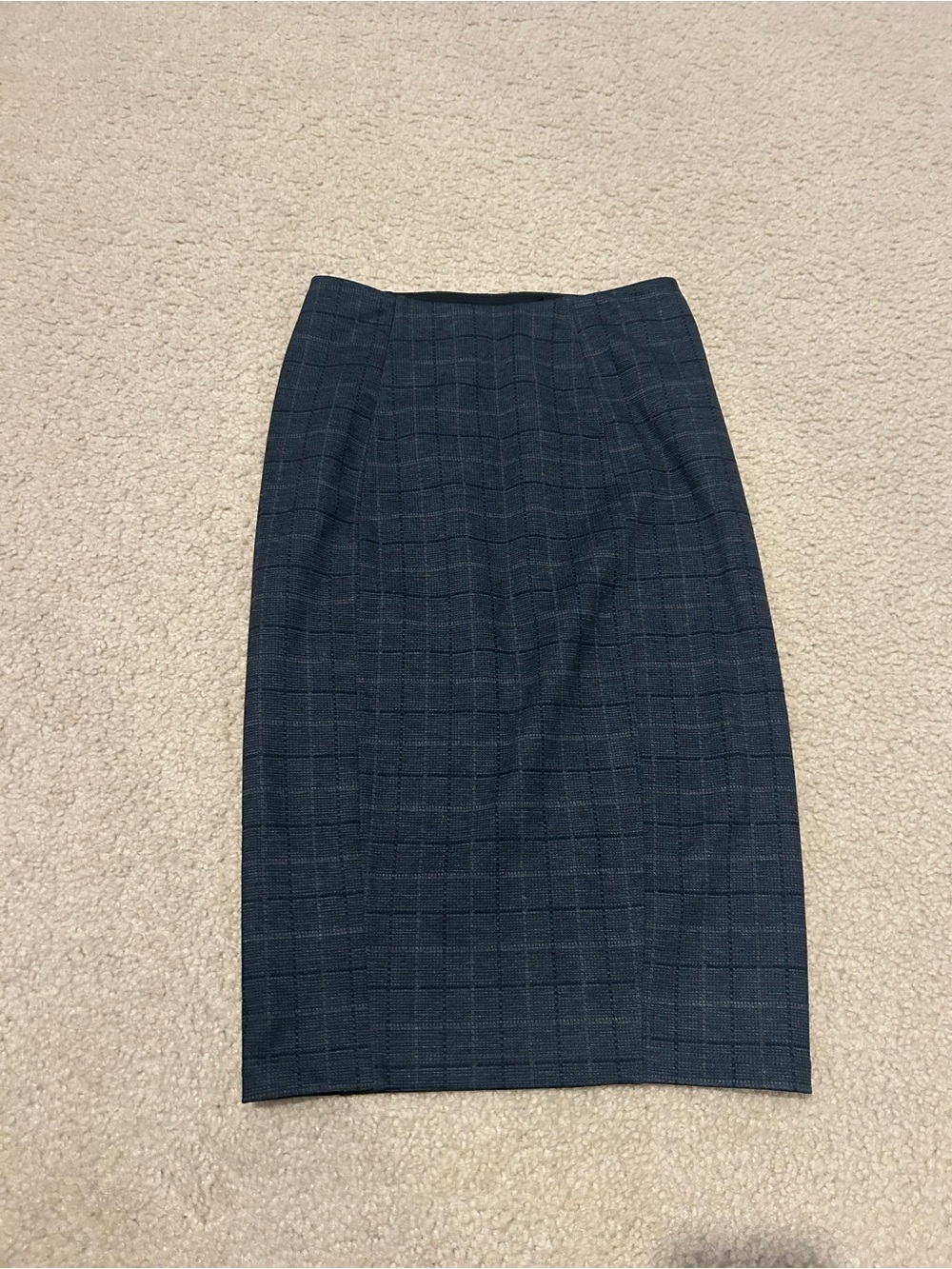Liverpool Navy Windowpane Pencil Skirt